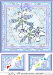 8 x 8 Dreamy Dragonflies Scalloped Corner Topper