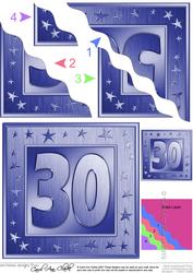 30th Bright Metallic Age Wavy Corner Side Stacker Topper