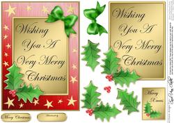 Elegant Christmas Greeting Quick Card with 3D Decoupage