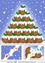 Christmas Pudding Tree 8 x 8 Scalloped Corner Topper