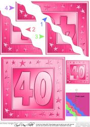 40th Bright Metallic Age Wavy Corner Side Stacker Topper