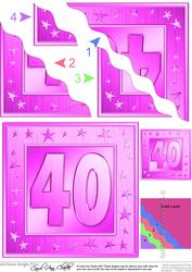 40th Bright Metallic Age Wavy Corner Side Stacker Topper
