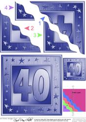 40th Bright Metallic Age Wavy Corner Side Stacker Topper