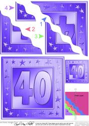 40th Bright Metallic Age Wavy Corner Side Stacker Topper