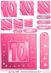 10th Bright Metallic Age Quick Card with Twisted Pyramage