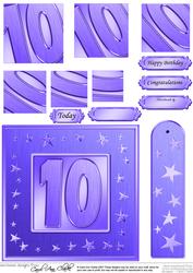 10th Bright Metallic Age Quick Card with Twisted Pyramage