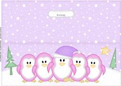 Large Dl Penguins on Parade Quick Cut and Fold Card