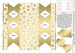 Gold Hearts Cracker Shaped Treat or Favour Box