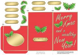 Elegant Christmas Holly Lottery Wallet Card