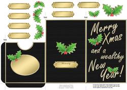 Elegant Christmas Holly Lottery Wallet Card