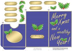 Elegant Christmas Holly Lottery Wallet Card