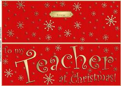 Large Dl to My Teacher Christmas Quick Cut and Fold Card