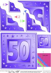 50th Bright Metallic Age Wavy Corner Side Stacker Topper