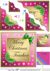 Teacher Christmas Wavy Corner Side Stacker Topper