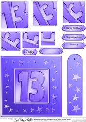 13th Bright Metallic Age Quick Card with Twisted Pyramage