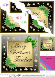 Teacher Christmas Wavy Corner Side Stacker Topper