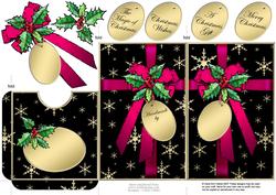 Elegant Christmas Holly Parcel Lottery Wallet Card