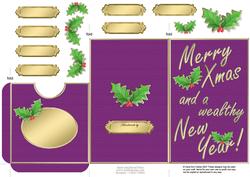 Elegant Christmas Holly Lottery Wallet Card