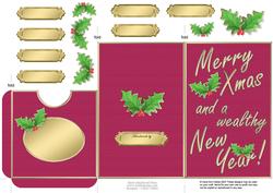 Elegant Christmas Holly Lottery Wallet Card