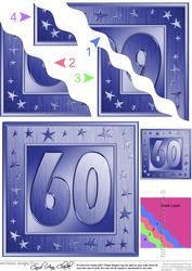 60th Bright Metallic Age Wavy Corner Side Stacker Topper
