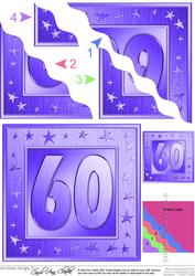 60th Bright Metallic Age Wavy Corner Side Stacker Topper