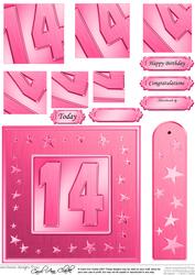 14th Bright Metallic Age Quick Card with Twisted Pyramage