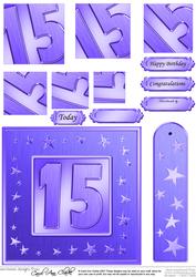 15th Bright Metallic Age Quick Card with Twisted Pyramage