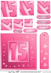 15th Bright Metallic Age Quick Card with Twisted Pyramage