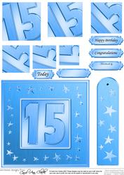 15th Bright Metallic Age Quick Card with Twisted Pyramage