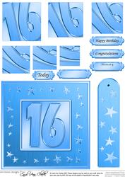 16th Bright Metallic Age Quick Card with Twisted Pyramage