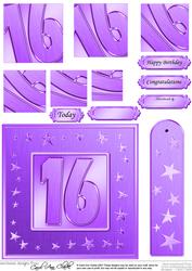 16th Bright Metallic Age Quick Card with Twisted Pyramage