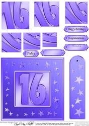16th Bright Metallic Age Quick Card with Twisted Pyramage