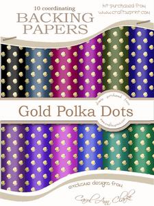Gold Metallic Dots Backing Papers Kit