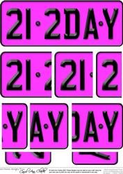 21st Birthday Fun Novelty Number Plate with Side Stacker
