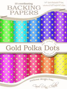 Gold Metallic Dots Backing Papers Kit