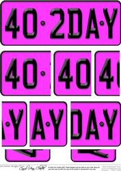 40th Birthday Fun Novelty Number Plate with Side Stacker