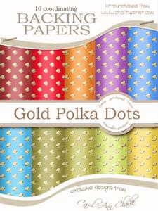 Gold Metallic Dots Backing Papers Kit