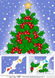 Christmas Holly Tree 8 x 8 Scalloped Corner Topper
