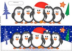 Large Dl Penguins on Parade Quick Card with 3D Decoupage