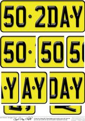 50th Birthday Fun Novelty Number Plate with Side Stacker Top
