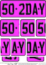 50th Birthday Fun Novelty Number Plate with Side Stacker Top