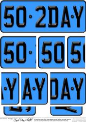 50th Birthday Fun Novelty Number Plate with Side Stacker Top