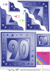 90th Bright Metallic Age Wavy Corner Side Stacker Topper