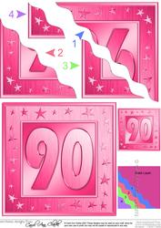 90th Bright Metallic Age Wavy Corner Side Stacker Topper
