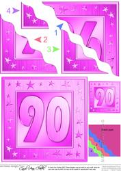 90th Bright Metallic Age Wavy Corner Side Stacker Topper