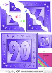 90th Bright Metallic Age Wavy Corner Side Stacker Topper