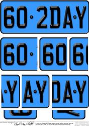 60th Birthday Fun Novelty Number Plate with Side Stacker Top