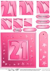 21st Bright Metallic Age Quick Card with Twisted Pyramage