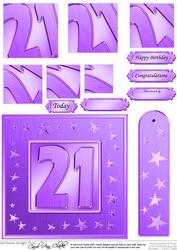 21st Bright Metallic Age Quick Card with Twisted Pyramage