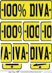 100% Diva Novelty Number Plate with Side Stacker